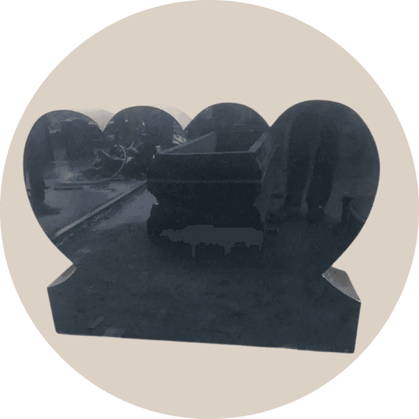 Black Granite Heart Couple Headstone