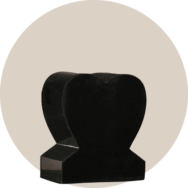 Black Granite Heart Headstone Vases